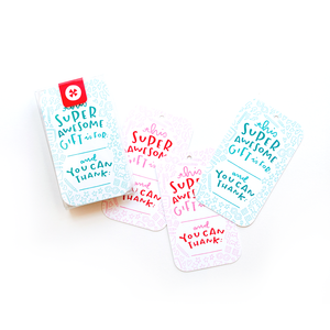 A pack of gift tags with caligraphy texts.