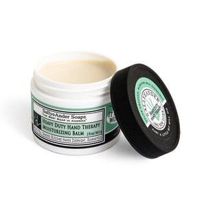A container of hand moisturizing balm.