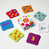 Polka dot number cards for different games to learn math.