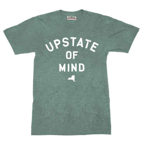 A mint green colored t-shit with a white text: 