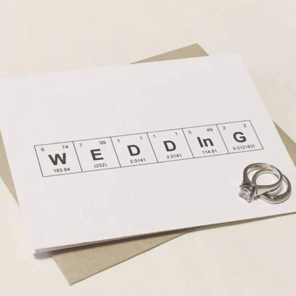 A white card with a black text 